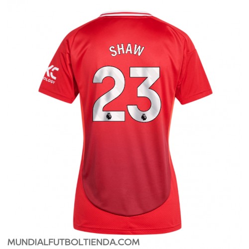 Camiseta Manchester United Luke Shaw #23 Primera Equipación Replica 2024-25 para mujer mangas cortas